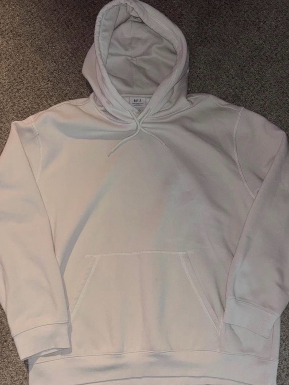 H&M Men's White Pullover Hoodie with Drawstring
